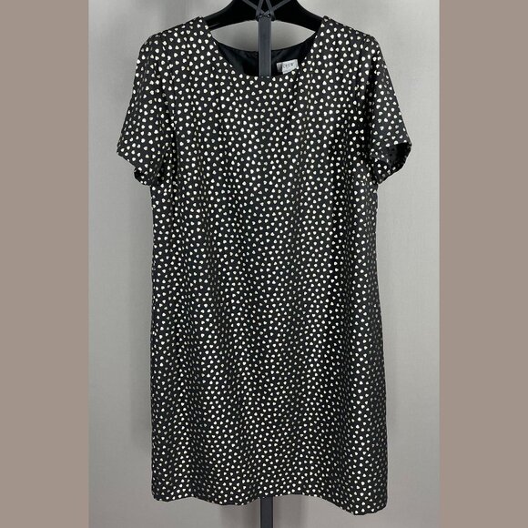 NEW J Crew Dress Womens 8 black gold heart shift preppy a line - Picture 1 of 9